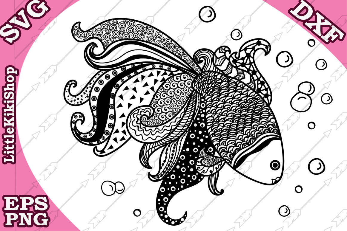 Download Zentangle Gold Fish Svg, MANDALA GOLD FISH, Zentangle Fish Svg By LittleKikiShop | TheHungryJPEG.com