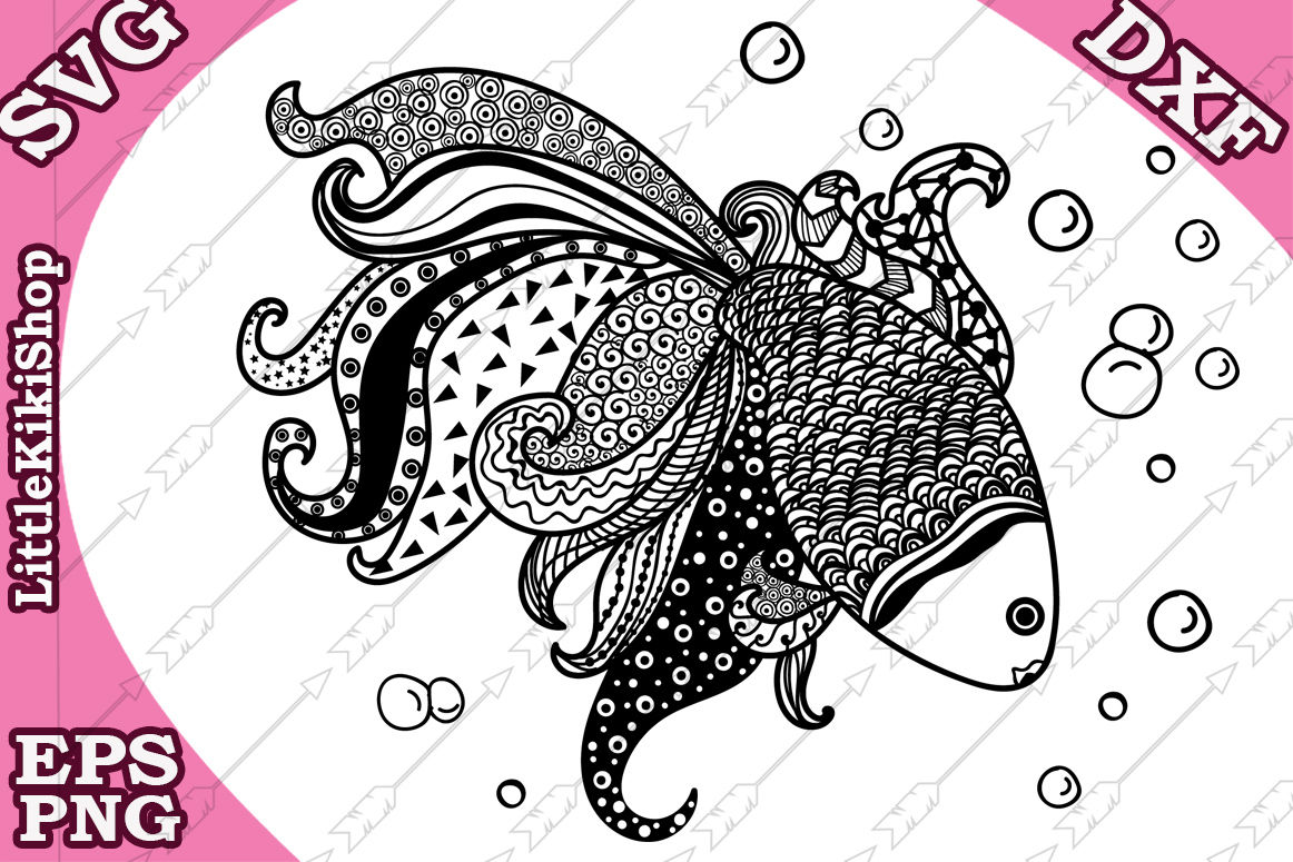 Zentangle Gold Fish Svg, MANDALA GOLD FISH, Zentangle Fish Svg By LittleKikiShop | TheHungryJPEG.com