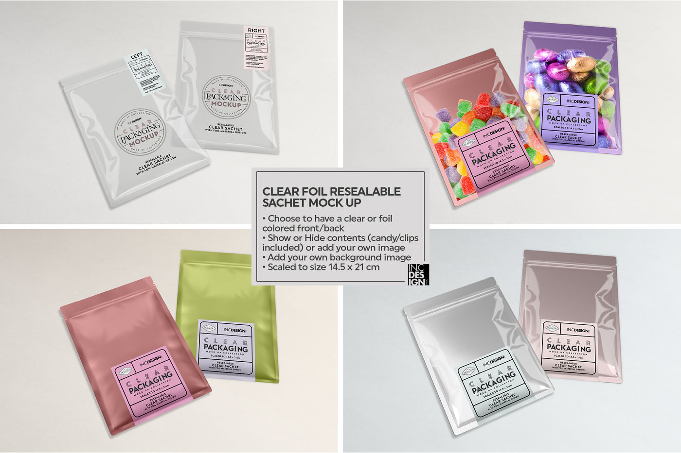 Download Clear Foil Sachet Packaging Mockup By INC Design Studio ...