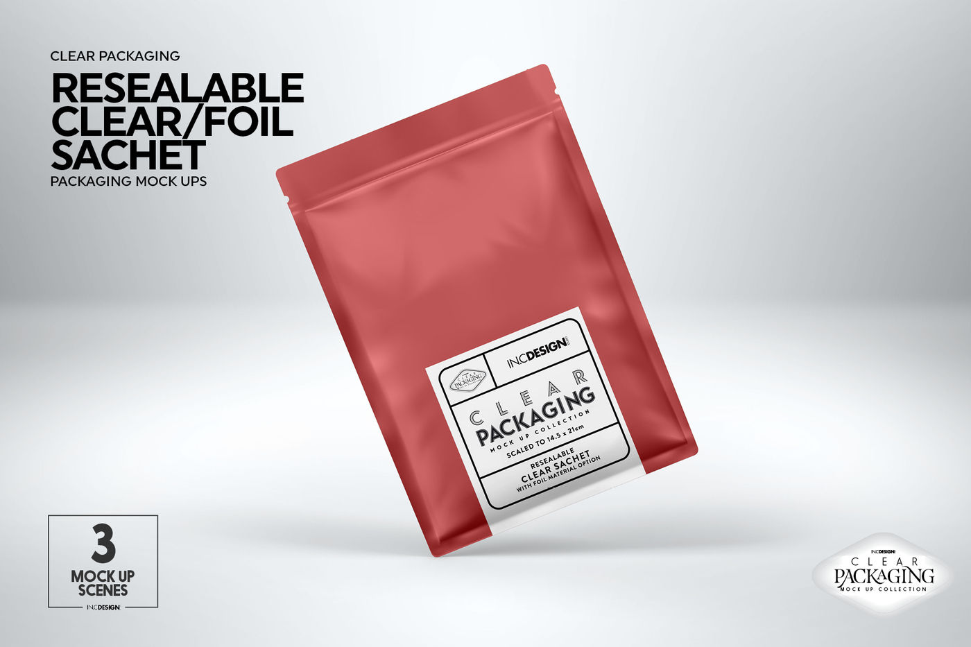 Download Free Clear Foil Sachet Packaging Mockup By Inc Design Studio Thehungryjpeg Com PSD Mockups.