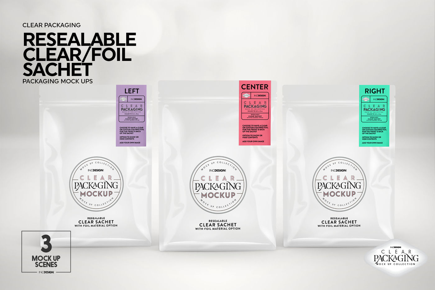 Download Clear Foil Sachet Packaging Mockup By INC Design Studio ...