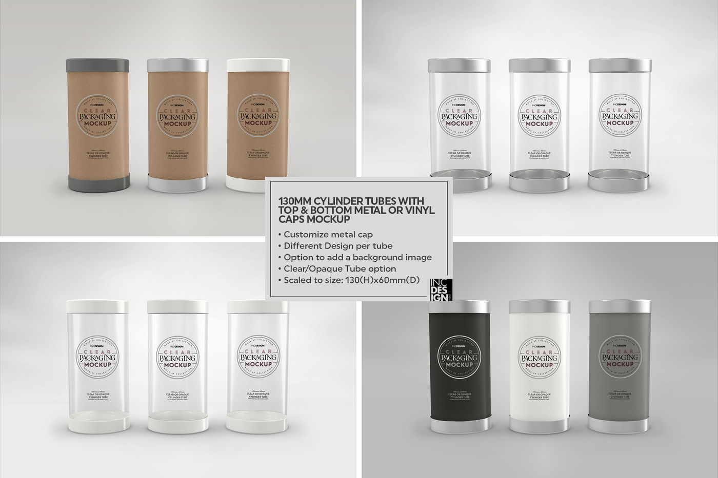 Download 130mm Cylinder Tube Packaging Mockup By INC Design Studio | TheHungryJPEG.com