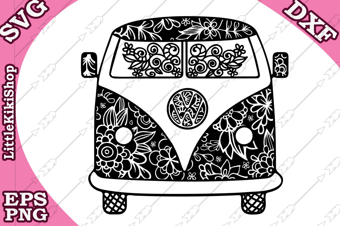 Zentangle Hippie Van Svg Mandala Van Svg Zentagle Retro Van By Littlekikishop Thehungryjpeg Com