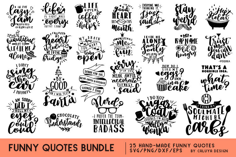 Download Funny Quotes SVG Cut File Bundle By Caluya Design ...