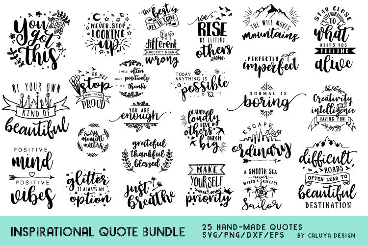 Inspirational Quote SVG Cut File Bundle By Caluya Design | TheHungryJPEG.com