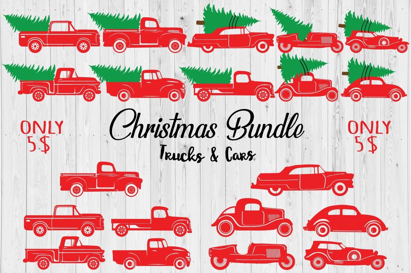Christmas Trucks Cars Bundle By Creativespace Thehungryjpeg Com