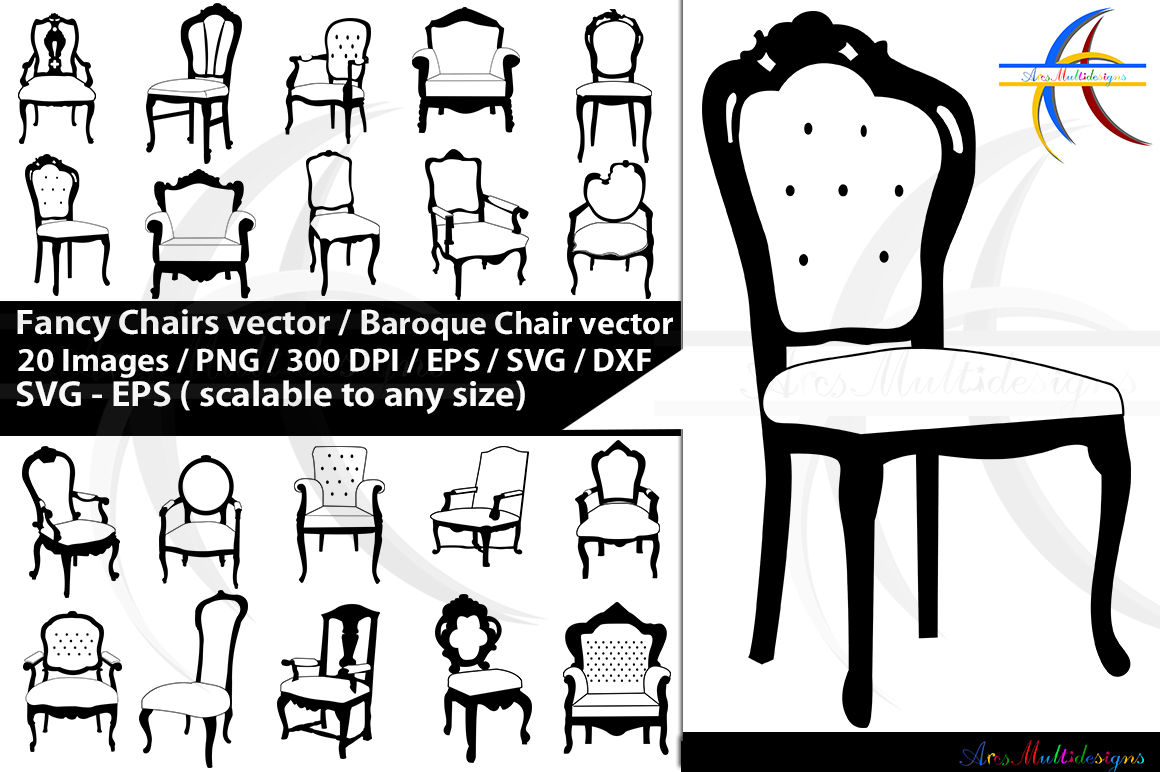 Fancy Chairs Svg Silhouette Fancy Chair Vectors Baroque Chairs By Arcsmultidesignsshop Thehungryjpeg Com