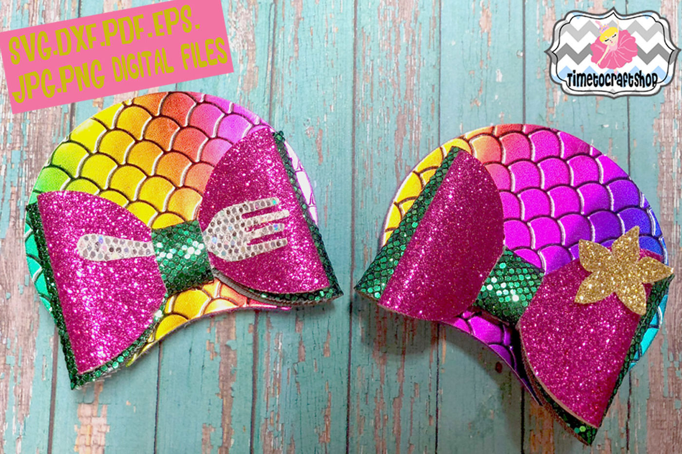 Mermaid Princess Ariel Inspired Mouse Ears Hair Bow Template By Timetocraftshop Thehungryjpeg Com