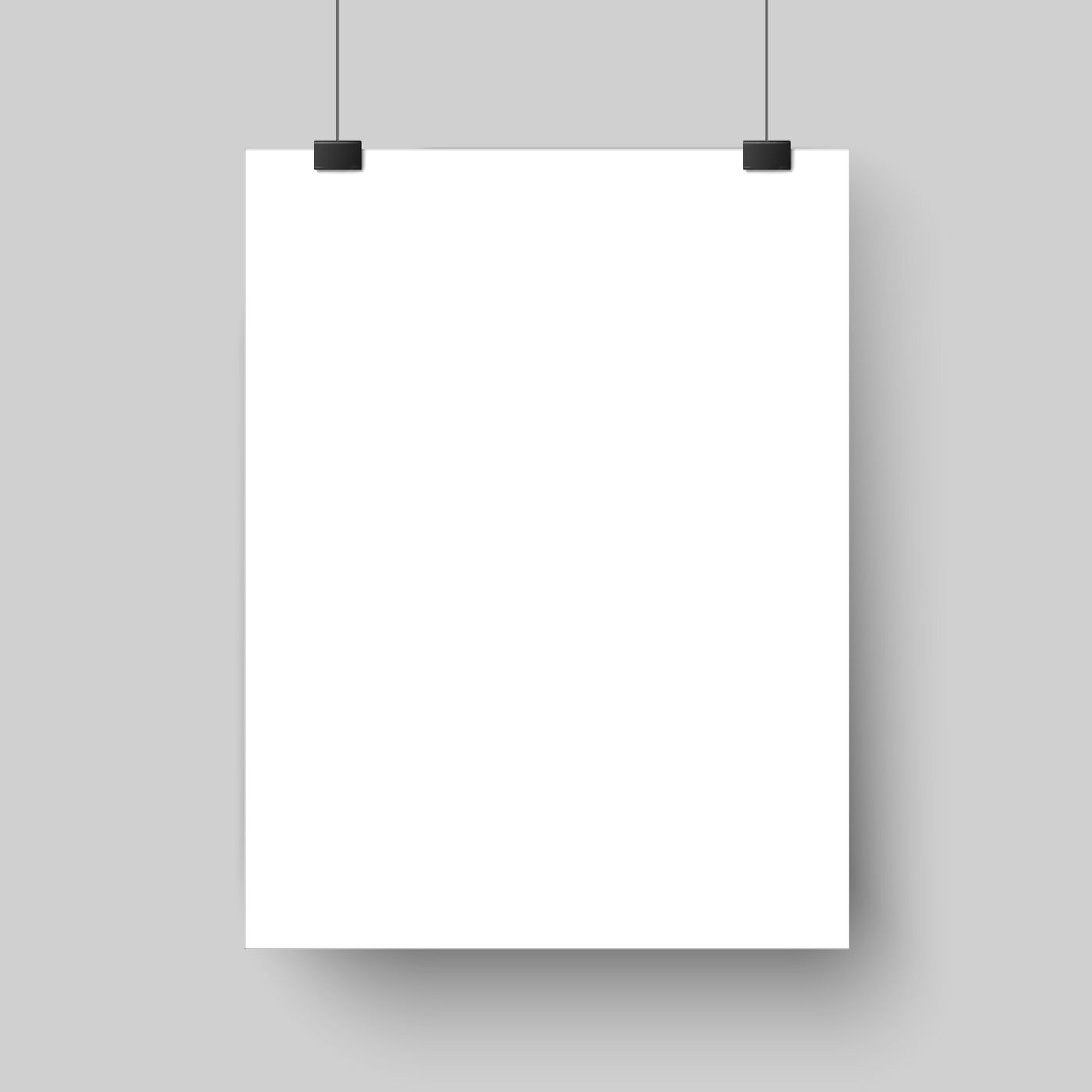 blank-white-poster-template-affiche-paper-sheet-hanging-on-wall-vec