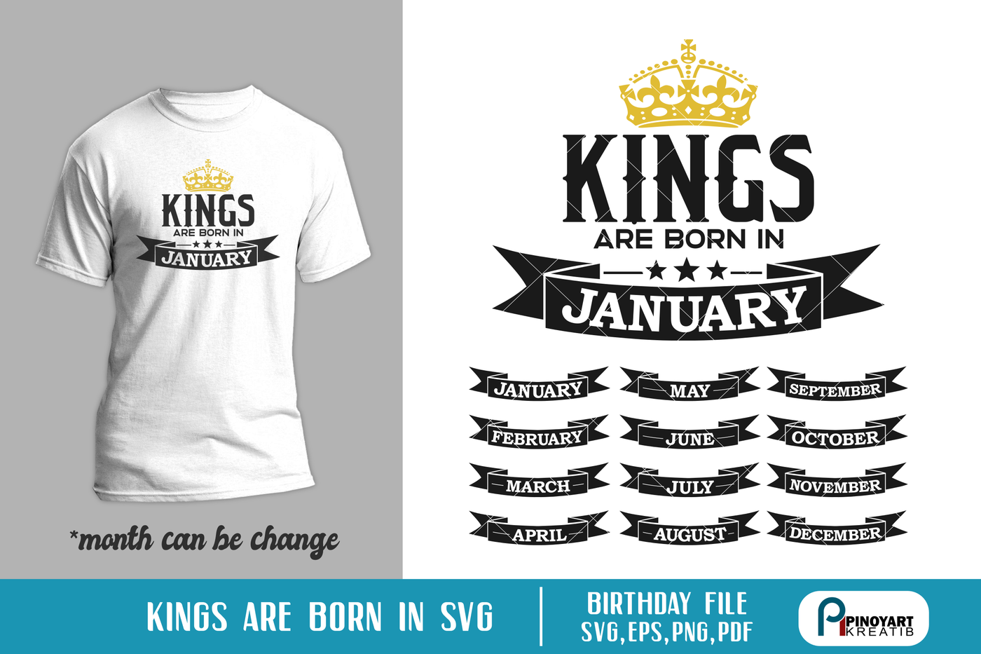 Kings Are Born Svg King Svg Birth Month Svg Svg Files For Cricut By Pinoyart Thehungryjpeg Com