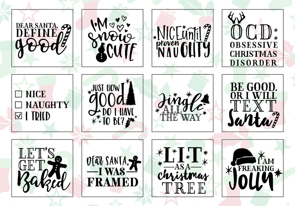 Funny Christmas Phrases SVG Cut File Bundle By Caluya ...