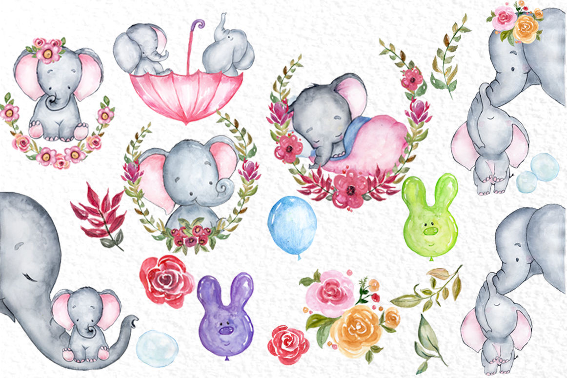 Download Cute Elephants clipart, WATERCOLOUR ANIMALS, Baby shower ...