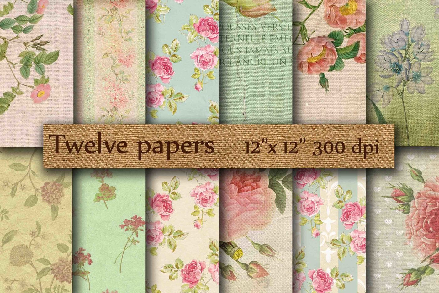 Floral digital paper By twelvepapers | TheHungryJPEG.com