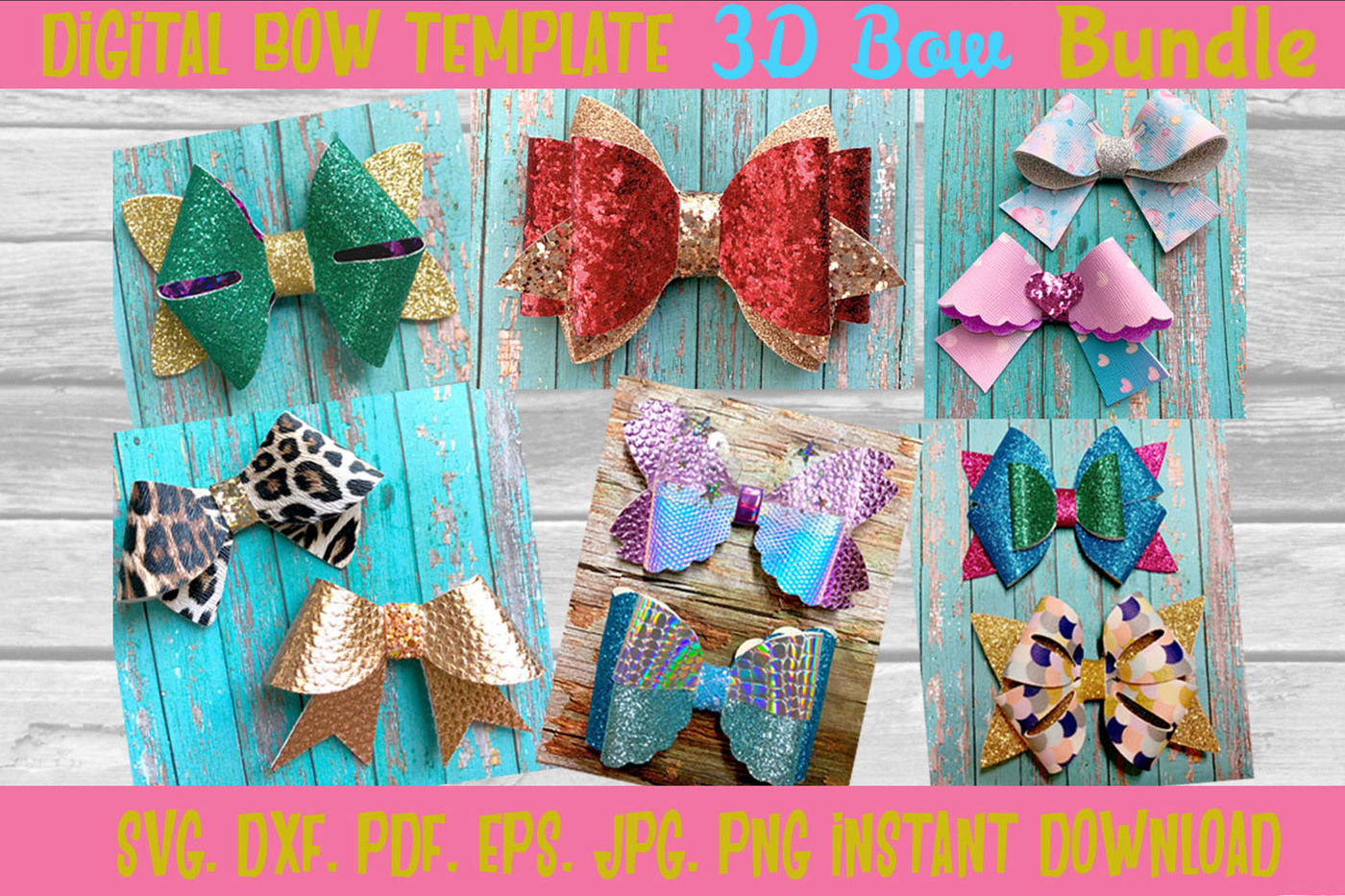 Download 3d Hair Bow Template Bundle Svg Dxf Pdf Eps Jpg Png By Timetocraftshop Thehungryjpeg Com