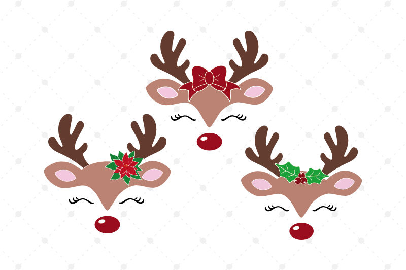 Girl and Boy Reindeer Face svg Holiday Reindeer Face svg Christmas Reindeer Face svg Reindeer Face svg Silhouette File Cricut Cut File