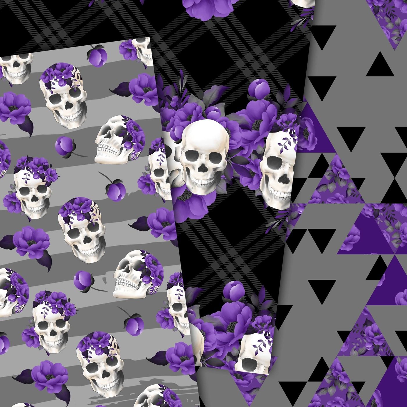 Skulls and flowers paper By DigitalDesignsAndArt | TheHungryJPEG