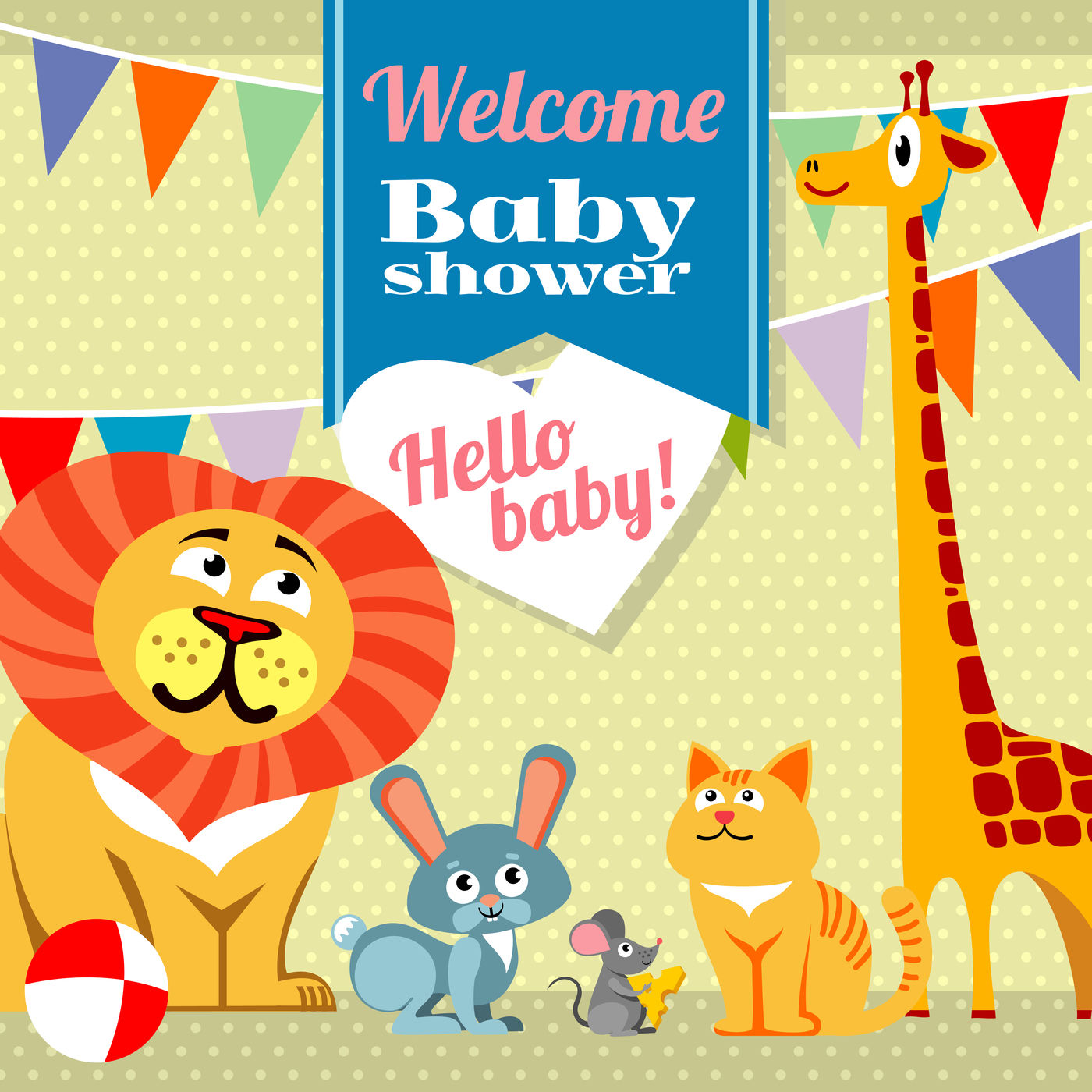 Download Baby shower celebration greeting invitation card vector ...
