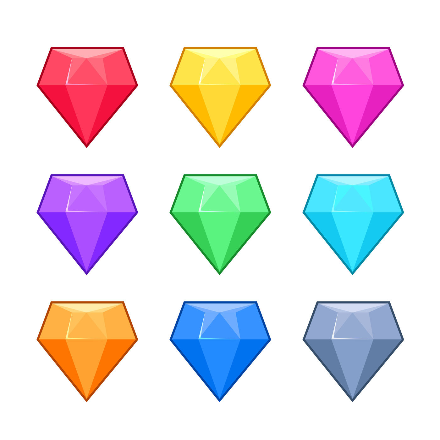 Diamond crystal gems isolated on white cartoon vector set By ...