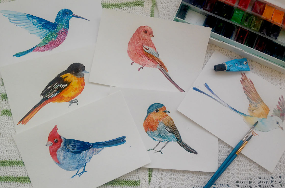 Download 30 little birds.watercolor By Clipart Shop | TheHungryJPEG.com