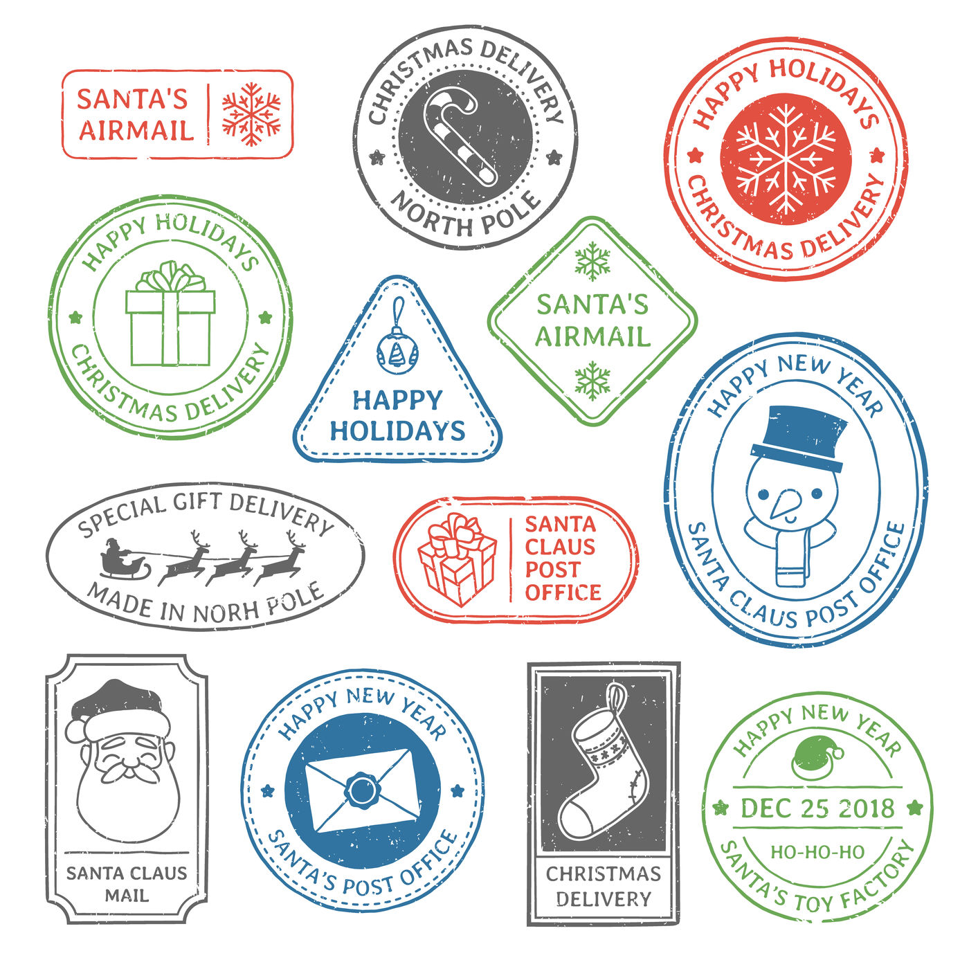 santa-claus-post-stamp-christmas-mail-letter-stamps-north-pole-postm