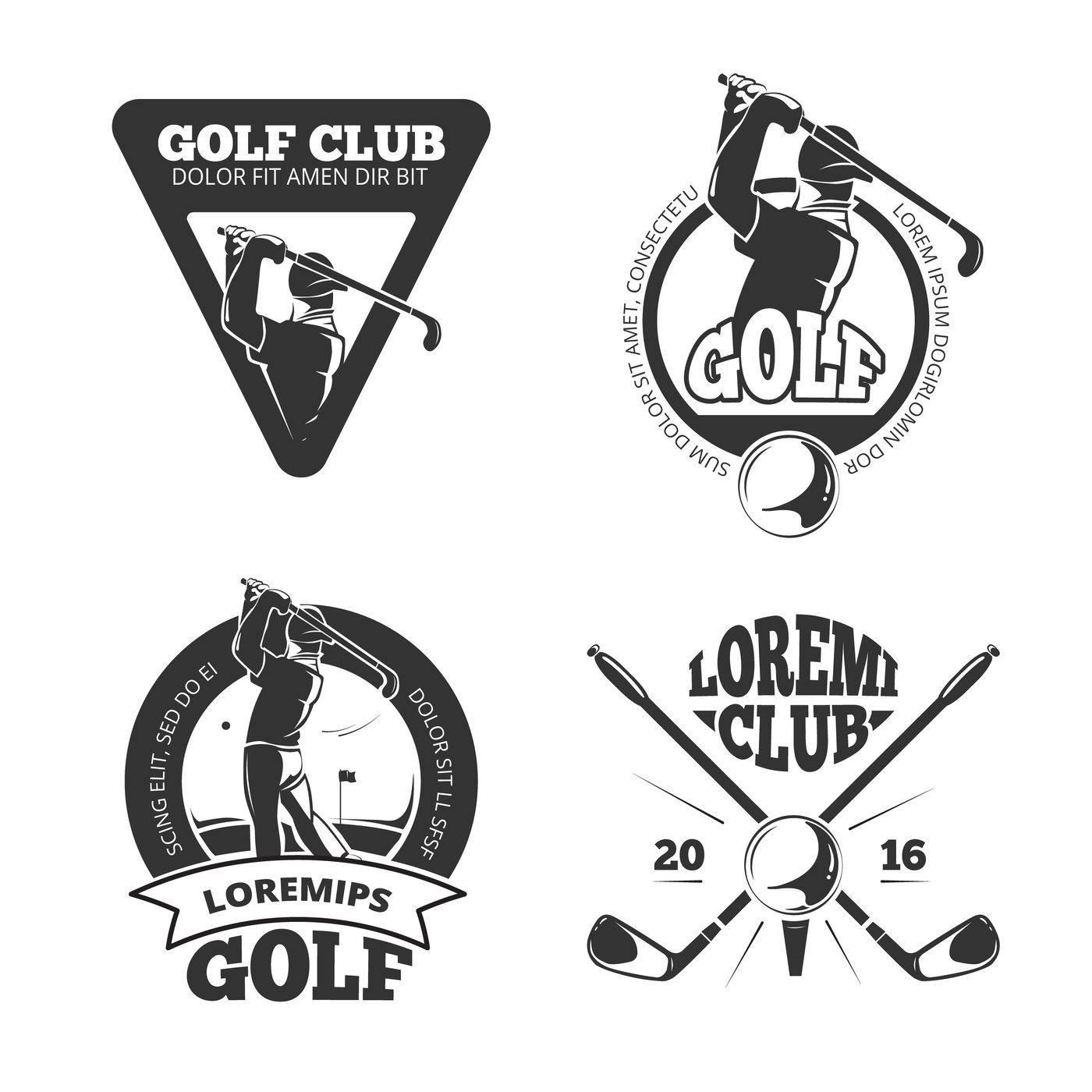Vintage golf club vector labels, emblems, badges and logos By ...