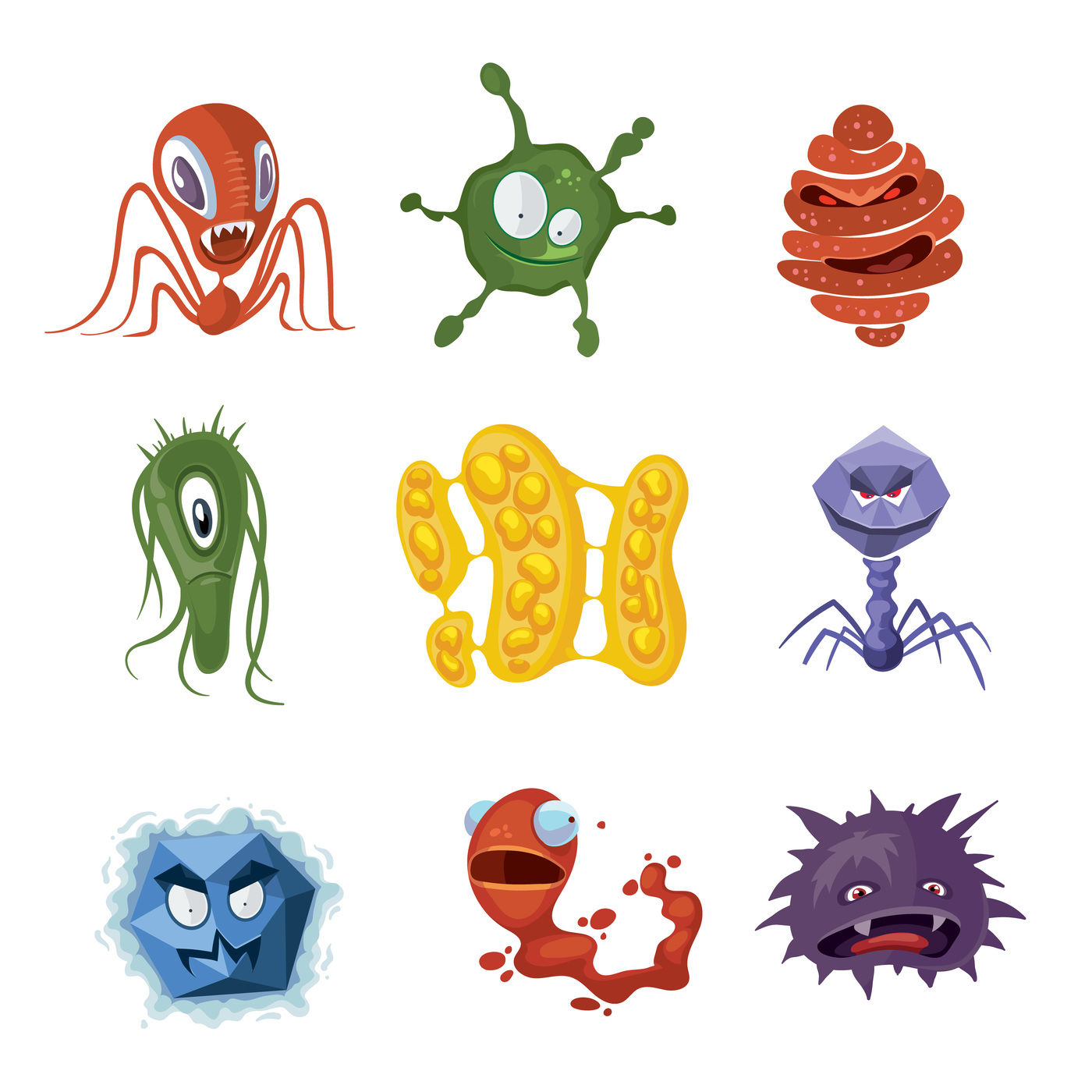 Virus Disegno - Cute Bacteria Set. Royalty-Free Stock Photo ... / Human viruses and associated ...