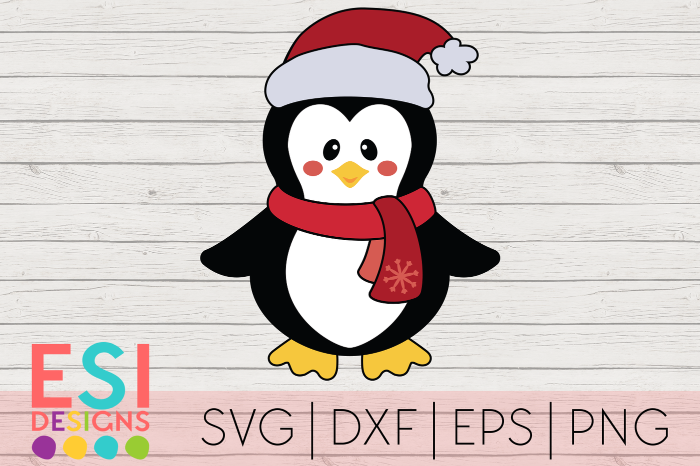 Christmas Svg Penguin With Santa Hat By Esi Designs Thehungryjpeg Com
