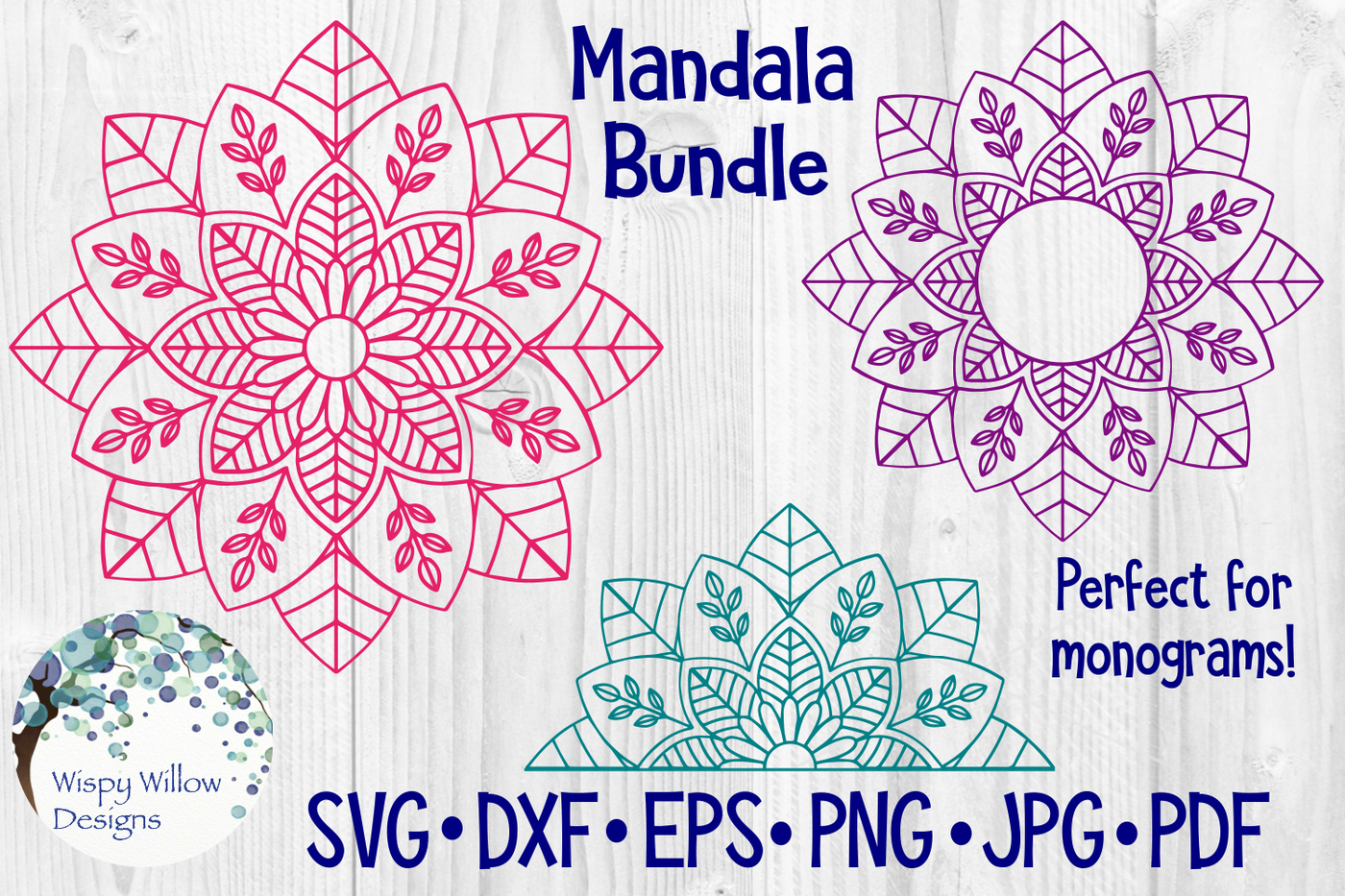 Download Mandala Svg Bundle Monogram By Wispy Willow Designs Thehungryjpeg Com