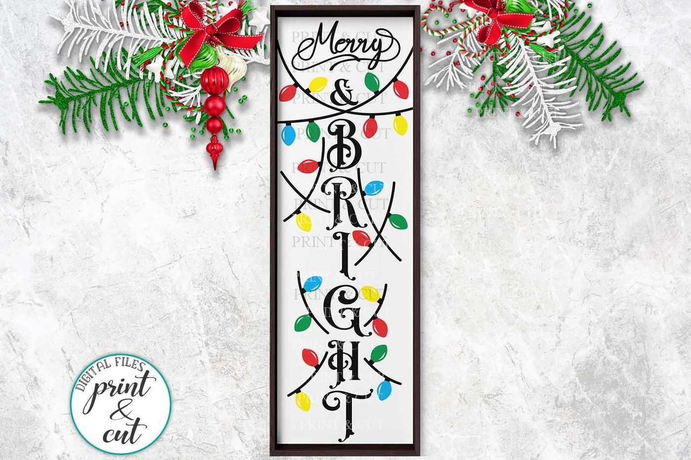 Download Christmas Merry And Bright Vertical Porch Sign Svg For Cut By Kartcreation Thehungryjpeg Com