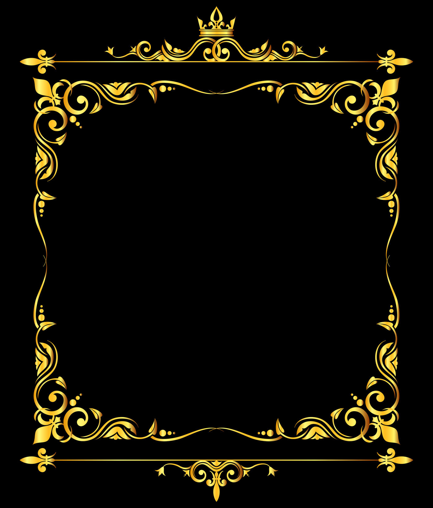 Золотистая рамка на черном фоне
