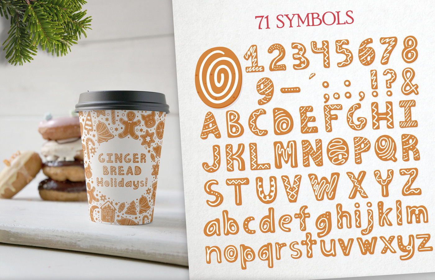 Download Gingerbread Christmas color SVG font By Alisovna ...
