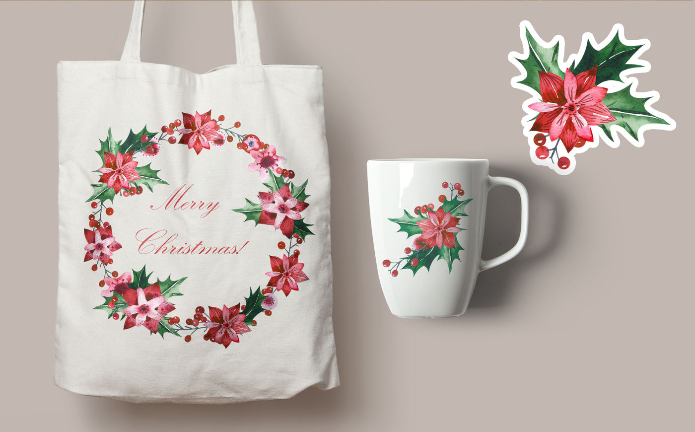 Watercolor Holly Gift Bags