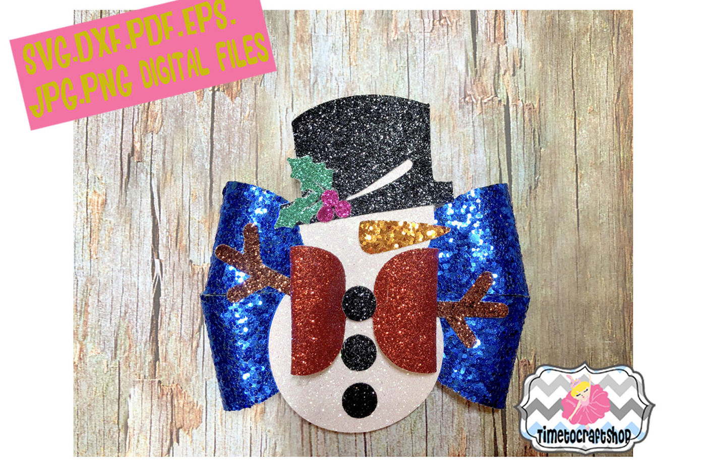 Holiday Christmas Snowman Hair Bow Template By Timetocraftshop Thehungryjpeg Com