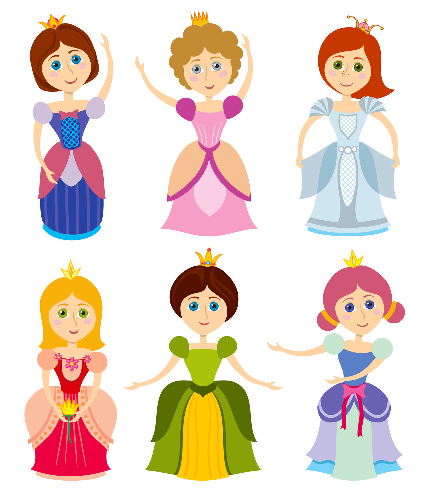 Little cute princesses show kids bride girl fashion vector illustratio ...
