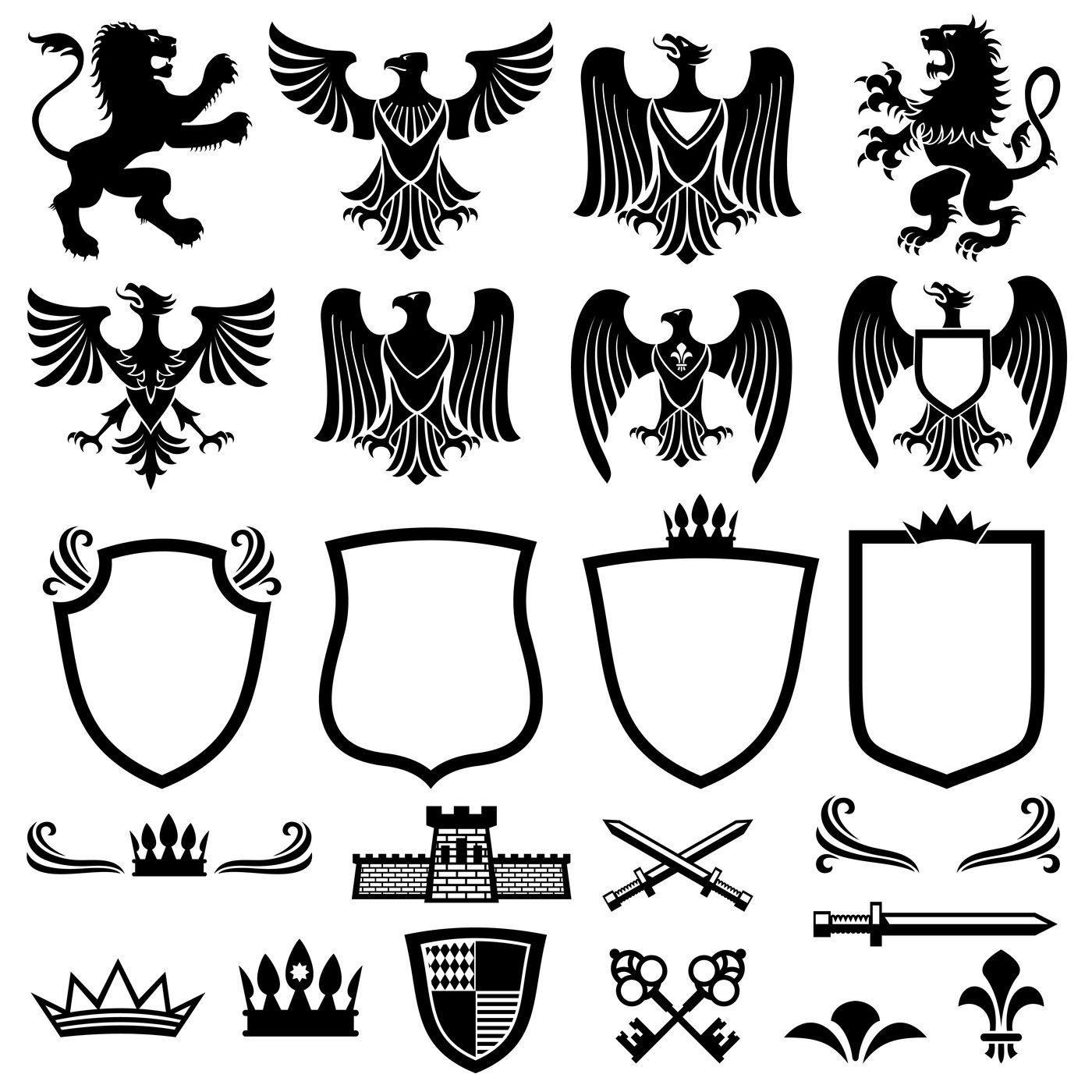 Family coat of arms vector elements for heraldic royal emblems By