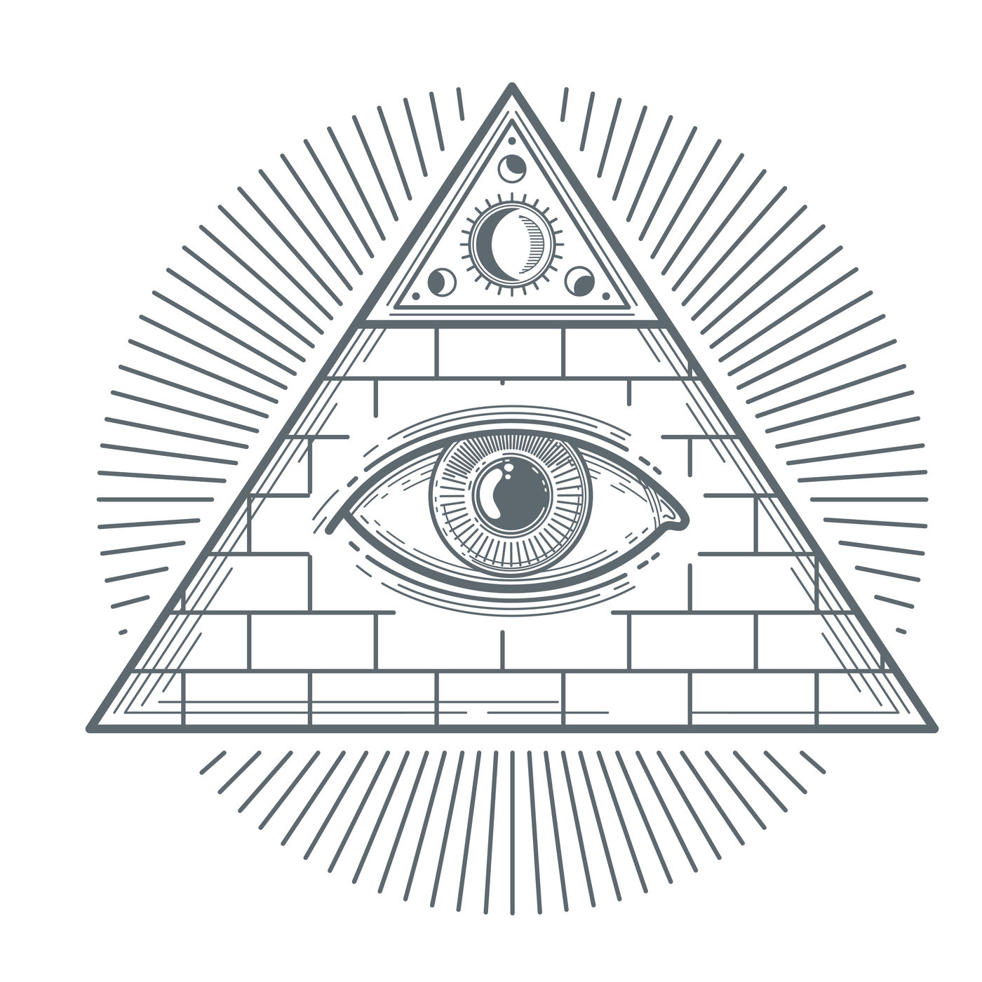 Mystical occult sign with freemasonry eye symbol vector illustration By