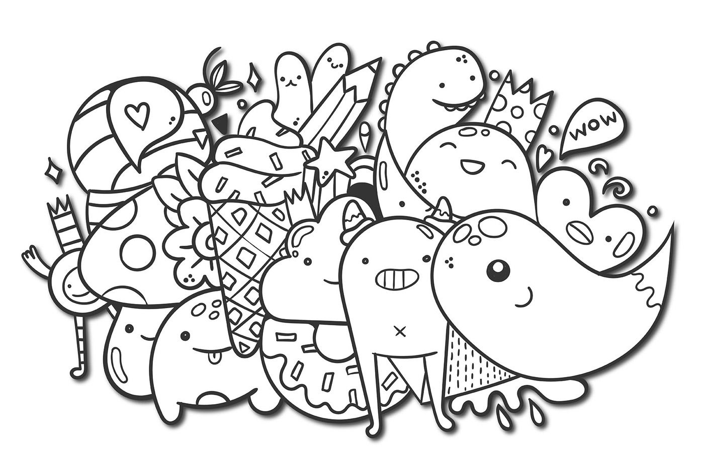 Doodle coloring pages By Twisted Tail | TheHungryJPEG.com