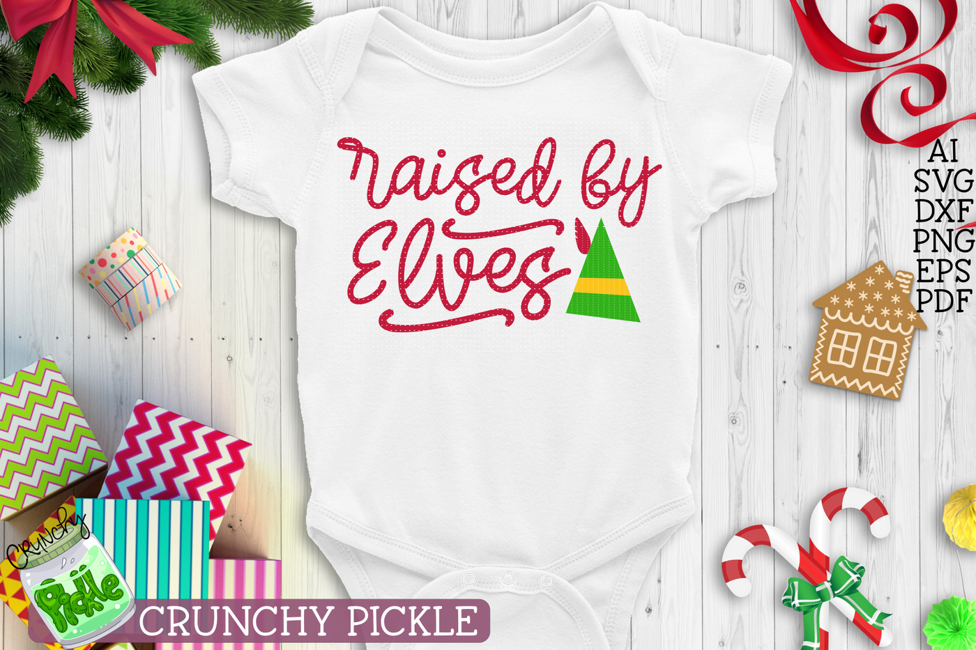 Raised By Elves Christmas Svg By Crunchy Pickle Thehungryjpeg Com