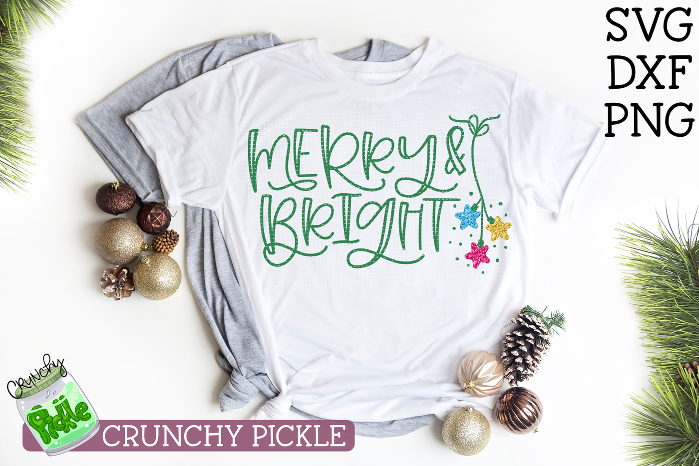Merry Bright Christmas Svg By Crunchy Pickle Thehungryjpeg Com