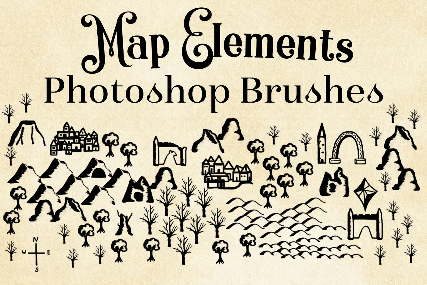 Map Elements Photoshop Brushes Cartography Brushes For Map Creation By Sapphire X Designs Thehungryjpeg Com