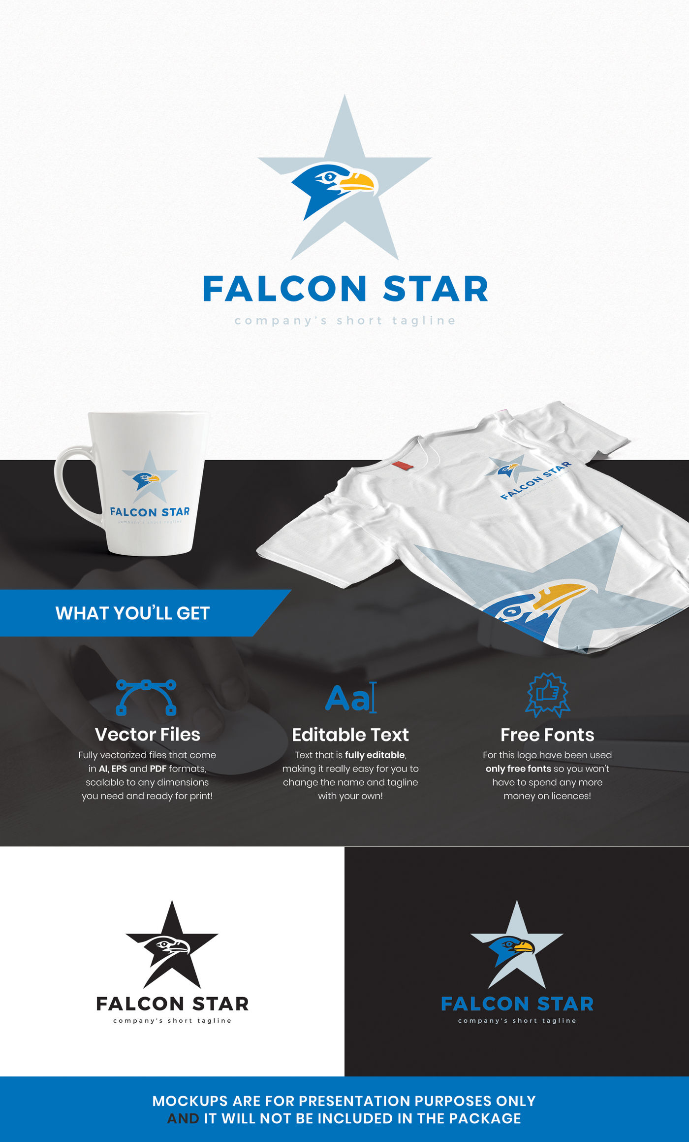Falcon Star Logo Template By Design A Lot Thehungryjpeg Com
