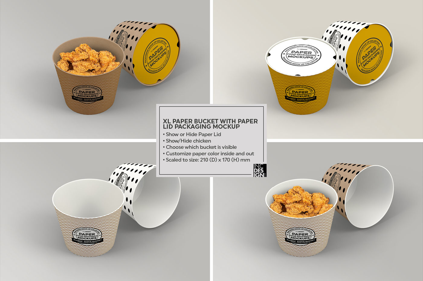 VOL 12: Paper Food Box Packaging Mockup Collection By INC Design Studio