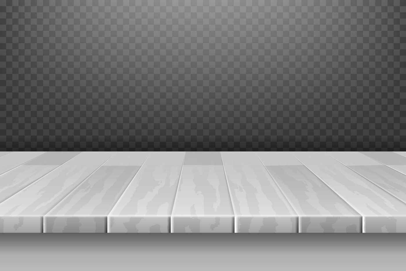 Wood white desk, table top surface in perspective isolated on plaid ba By  Microvector