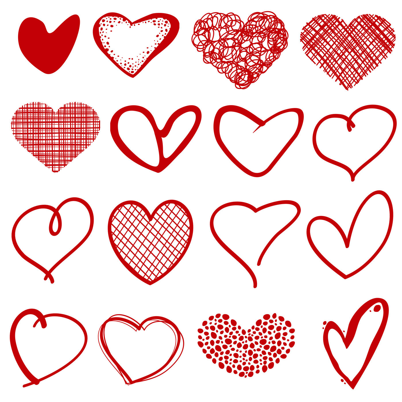 Download Vintage outline hand drawn sketchy vector hearts By ...