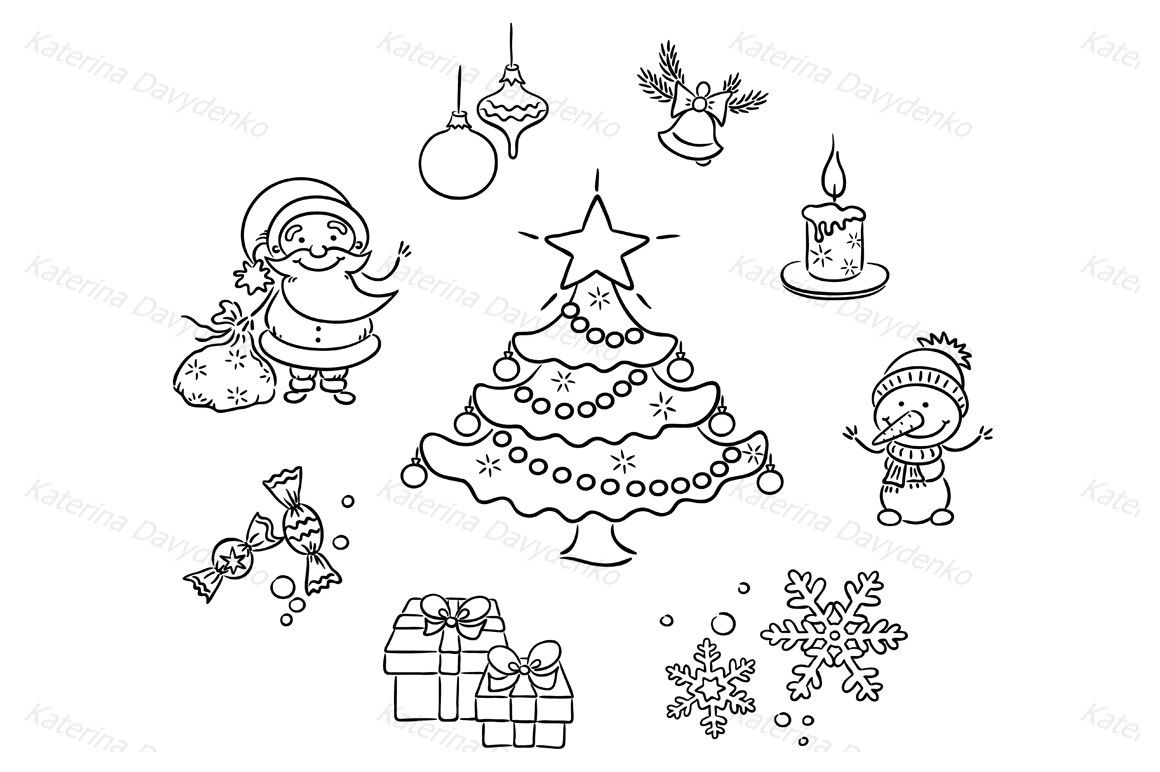 Cartoon Christmas set By Optimistic Kids Art | TheHungryJPEG