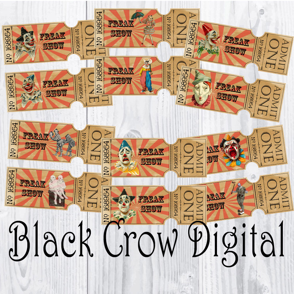 Creepy Clown Circus Freak Show Tickets Halloween Party Tickets By Black Crow Digital Thehungryjpeg Com