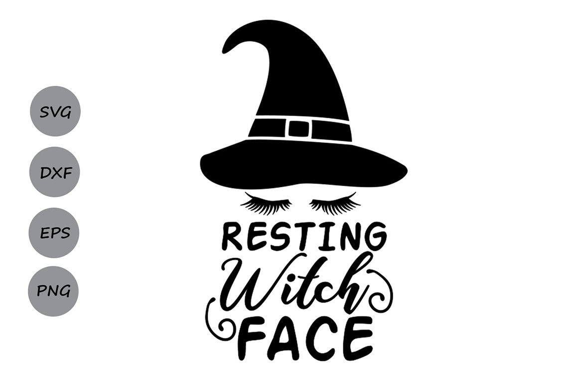 Resting Witch Face Svg Halloween Svg Witch Svg Spooky Svg By Cosmosfineart Thehungryjpeg Com