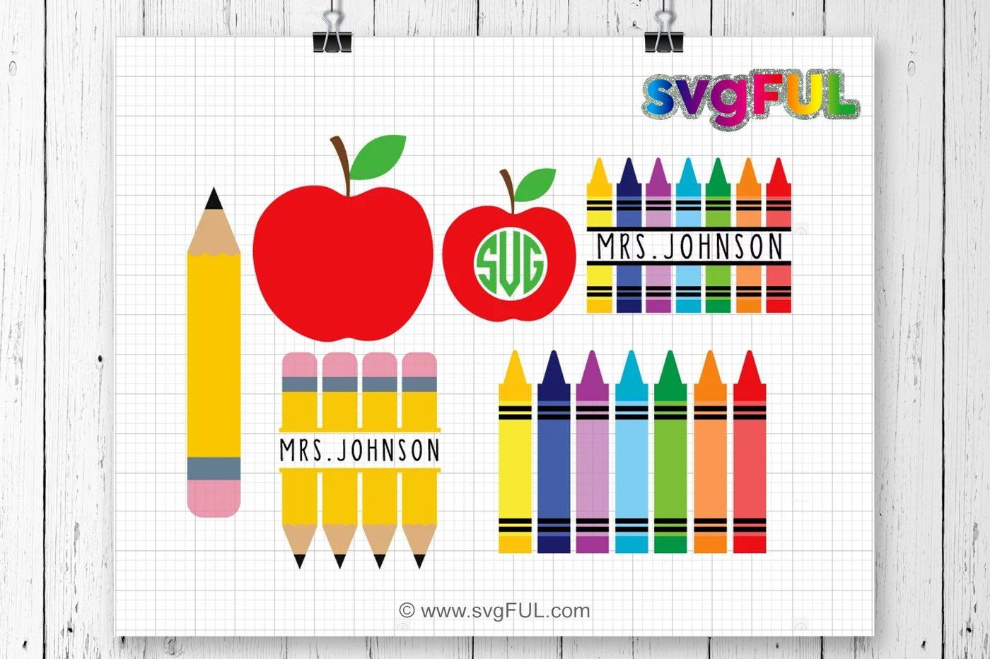 Teacher Svg, Crayon Split Monogram Svg, Pencil Svg, Crayons Svg By svgFUL | TheHungryJPEG.com