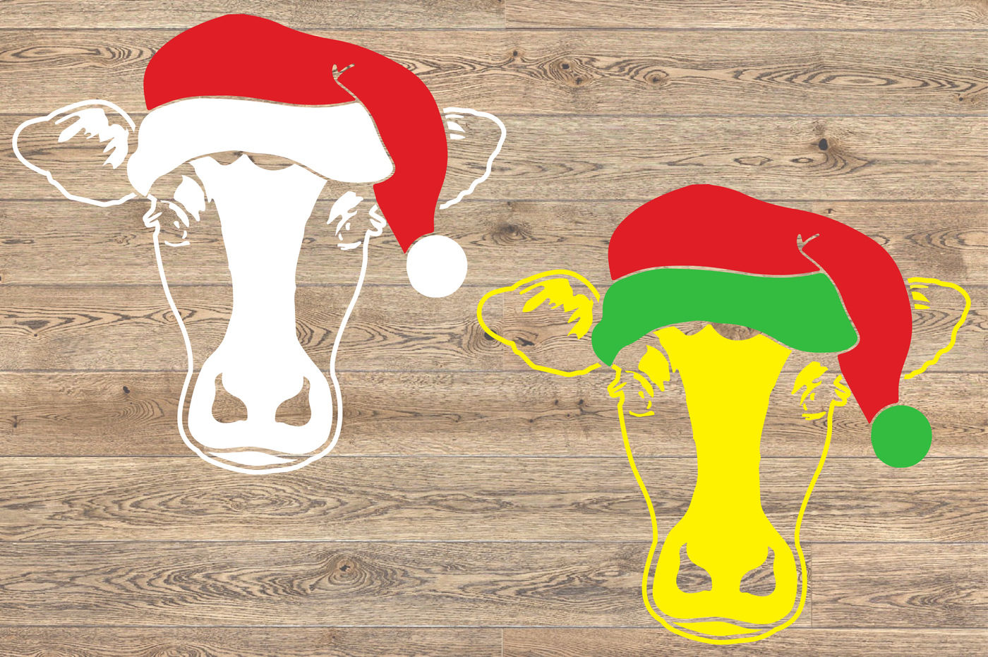 Cow Christmas Hat Silhouette Svg Cutting Files Farm Santa Claus 1086s By Hamhamart Thehungryjpeg Com