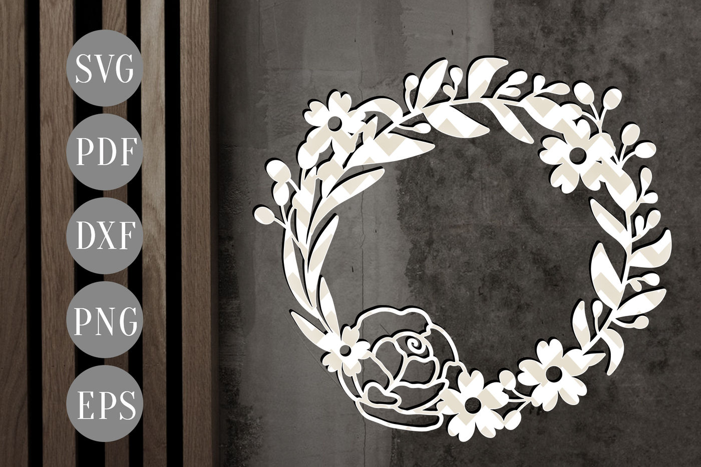 Download Floral Wreath SVG Cutting File, Scrapbook Flowers Cut Files DXF PDF By Personal Epiphany ...